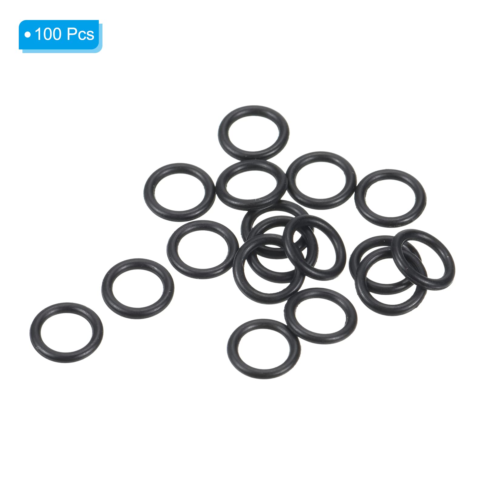 PATIKIL Nitrile Rubber O-Rings 7mm OD 5mm ID 1mm Width, 100 Pcs Metric Sealing Gasket for Faucet Plumbing Automotive Repair Black - Image 3