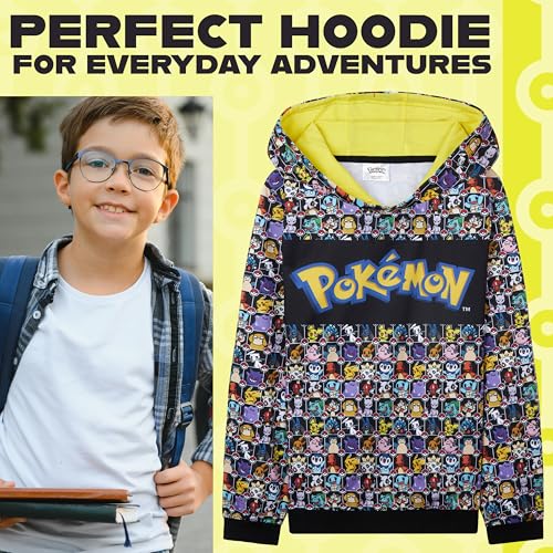 Pokemon Hoodie for Boys Teens Pikachu Hooded Sweatshirt Anime Pullover Top2
