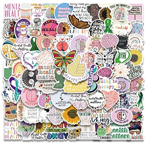 Mental Health Stickers 100PCS Mental Health Awareness,Vinyl Health Gifts Decal,Mental Health Gifts Stickers for Adults,Therapist Gifts Mental Health Cover