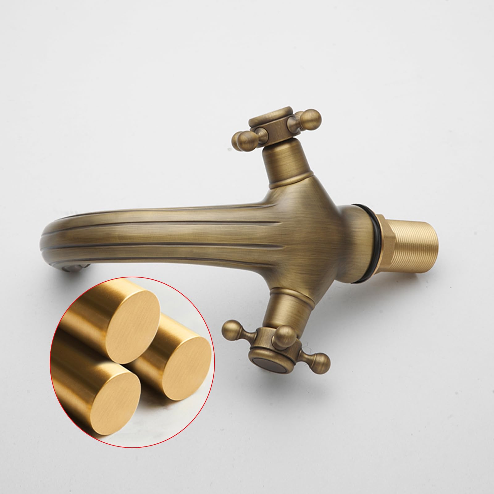 BiaoTeng Grifo Lavabo Vintage con 2 Mandos en Cruz agua Fría y Caliente Grifo Baño Laton Retro