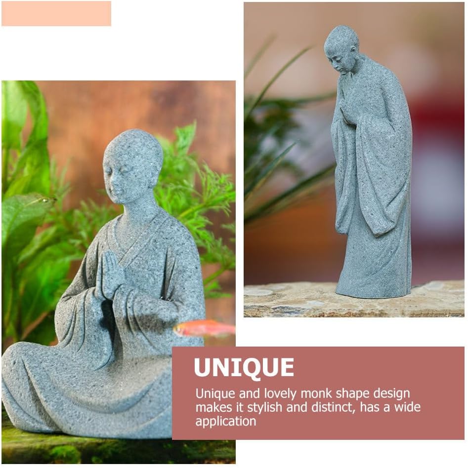 Didiseaon 2pcs Micro Landscape Buddha Statue Chinese Elder Figurine Tea Room Decor Buddha Monk Statue Praying buddh Zen Monk Little Figurine Decorative Stone Bonsai