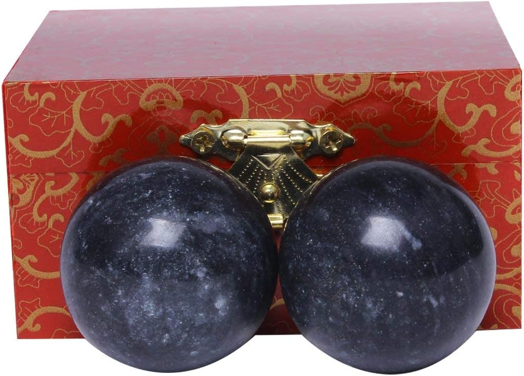 1.4'' Chinese Exercise Baoding Balls Dark Grey Marble