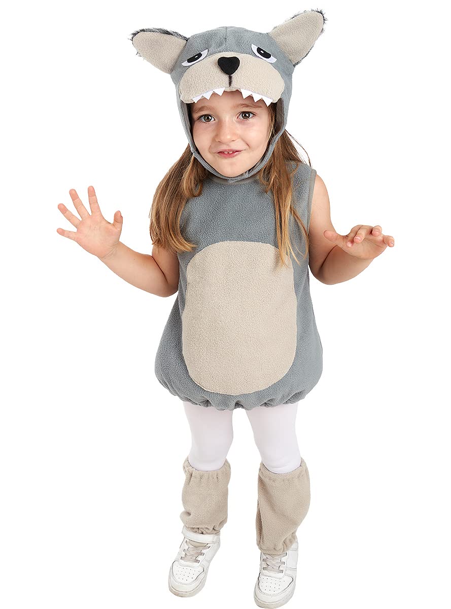 Funidelia | Disfraz de lobo peluche para niño Animales, Hombre Lobo, Lobo Feroz - Disfraz para niños y divertidos accesorios para Fiestas, Carnaval y Halloween - Gris/Plateado