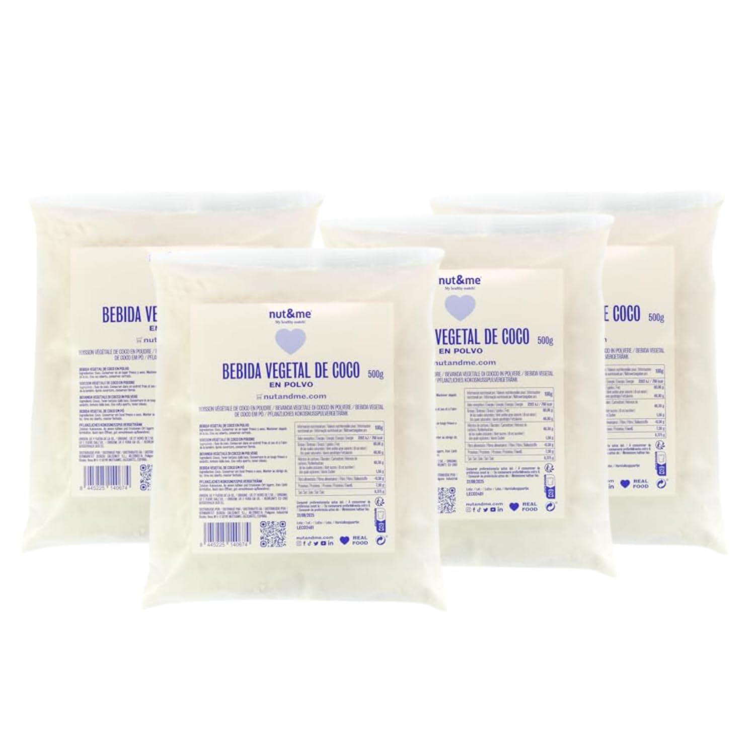 Leche de coco en polvo 2 kg | Sin lactosa | Sin gluten | Vegano | Sin OGM | Repostería | Pack 4 x 500 gr