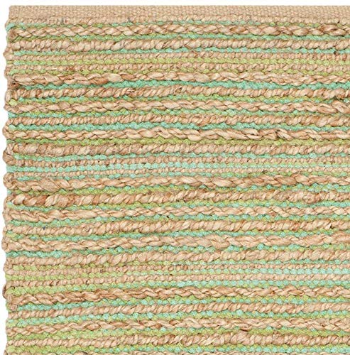 GAURI KOHLI - Alfombra de yute trenzada a mano, color azul