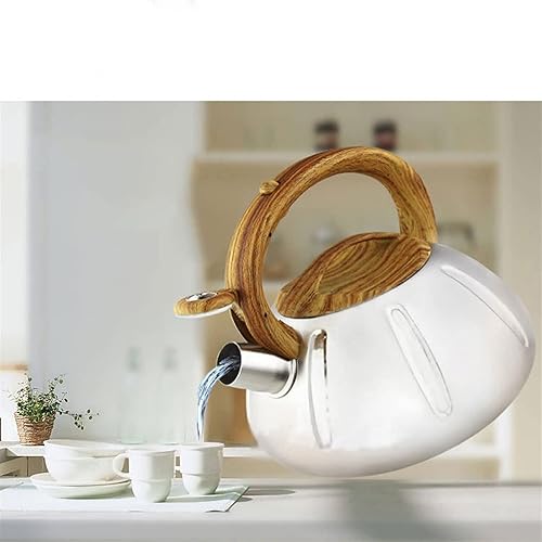 Miniatura 2 de Hervidor de té, teteras para estufa, tetera de acero inoxidable quirúrgico, tetera silbante con mango de madera para café, leche, etc., a gas