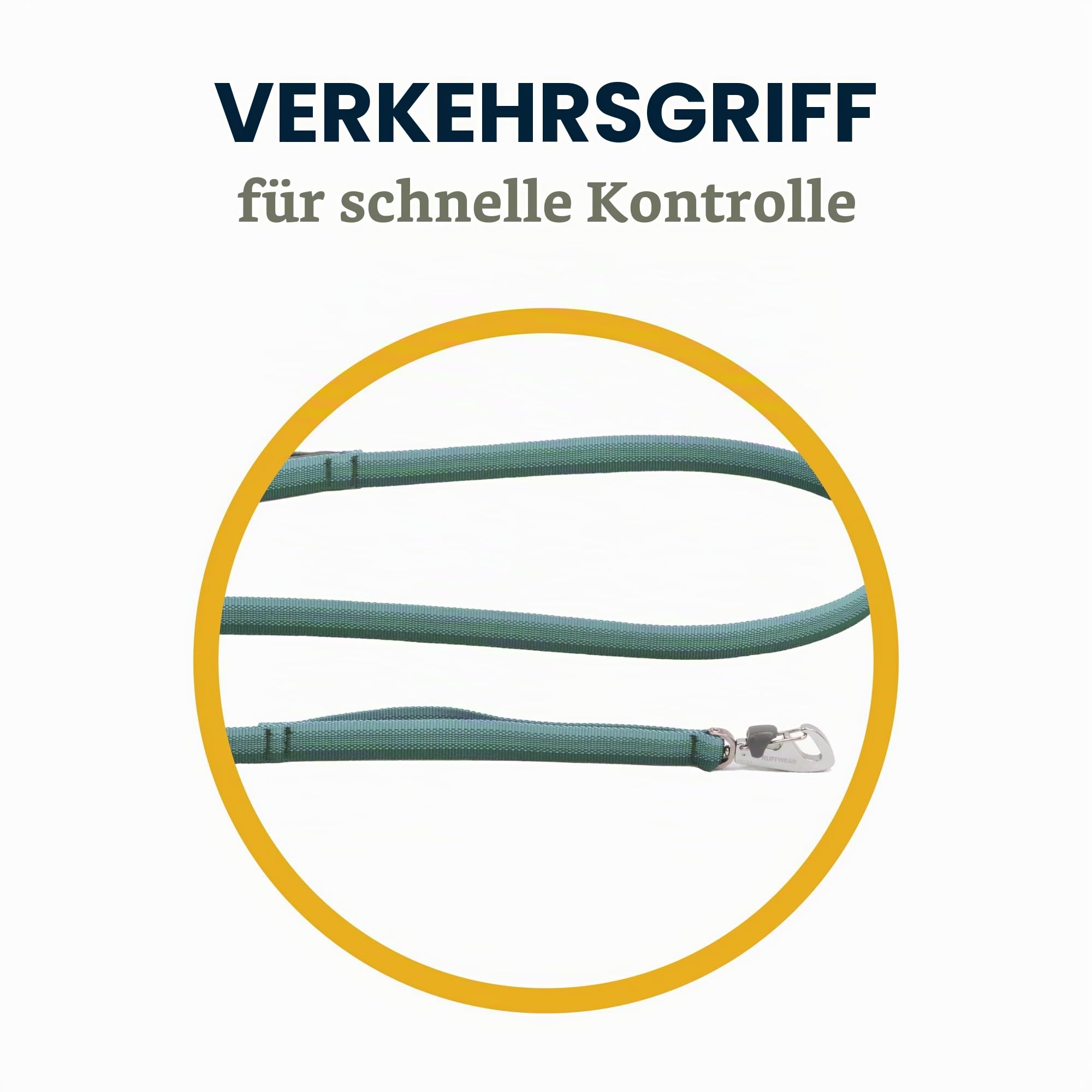 RUFFWEAR Front-Leine, leicht, 1,5 m, Starke Leine mit gepolstertem Griff und sicherem drehbarem Crux-Clip, kompaktes, flaches Tubelok-Gurtband, River Rock Green