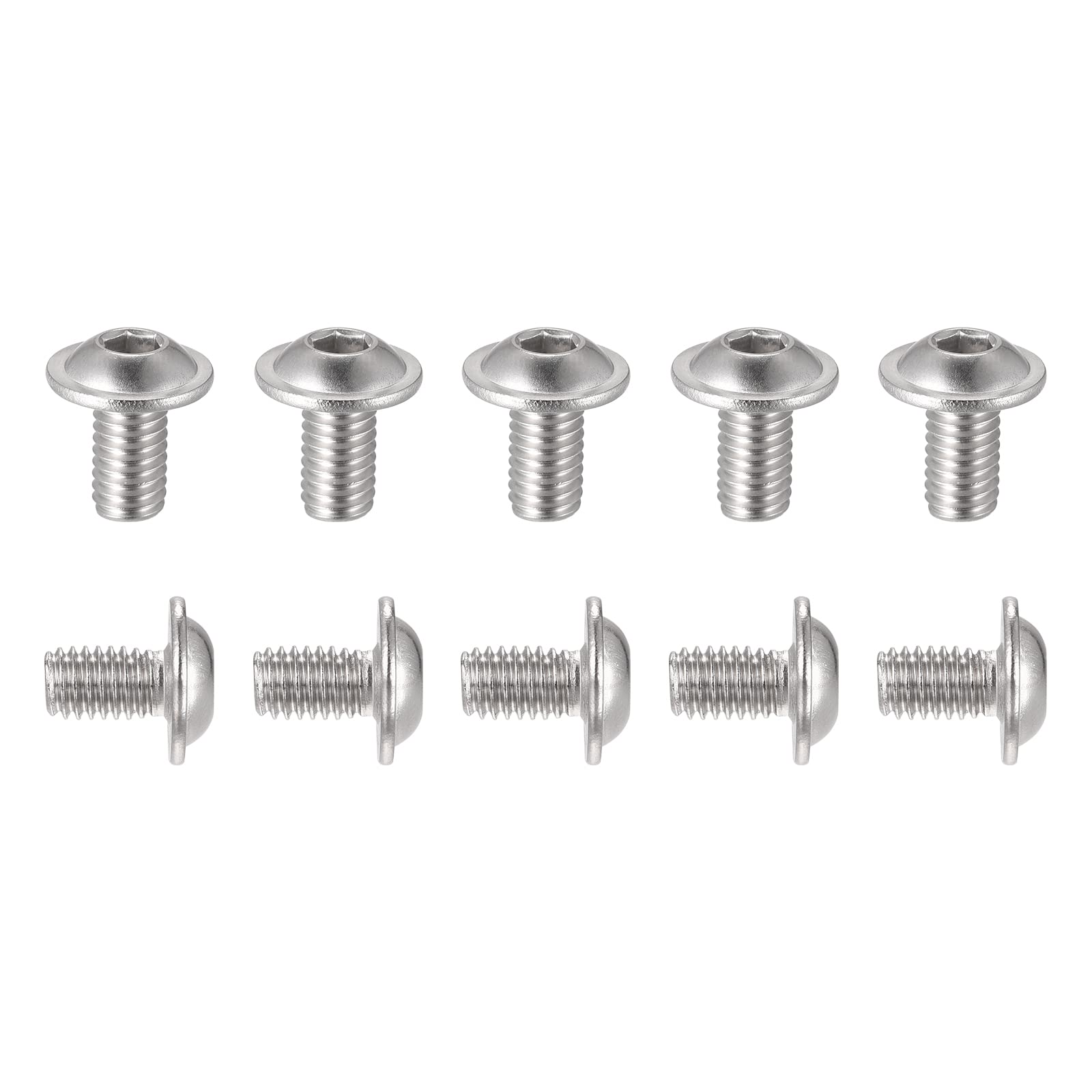 DTGN M6x12mm(DxH) Flanged Button Head Socket Cap Screws - 20Pack - Good for Equipment, Furniture - 304 Stainless Steel Hex Socket Drive Screws