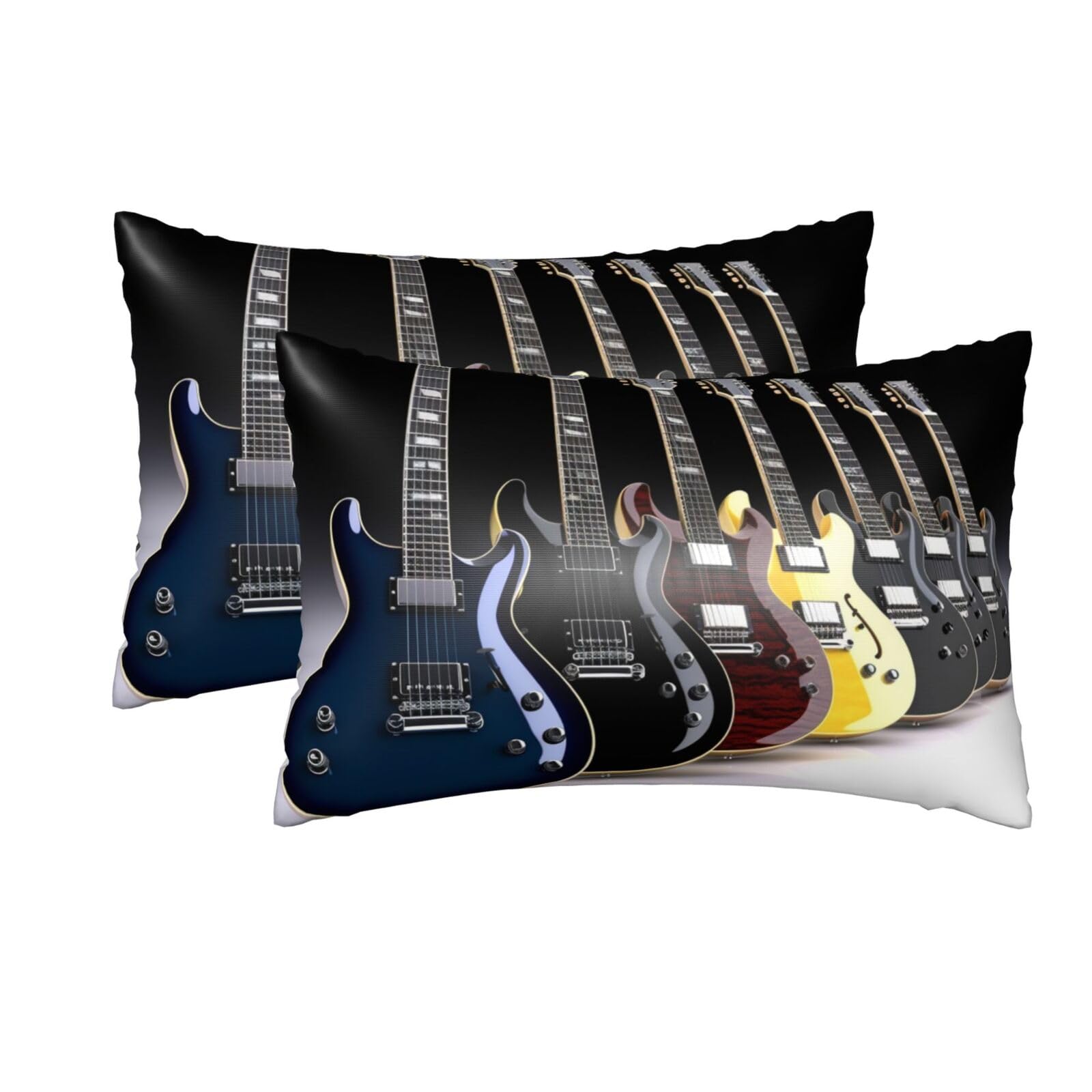 Trsgksqp Black Electric Guitar Satin Pillowcase For Hair And Skin Standard Size 76 X 51 Cm With Hidden Zipper Pillow Case For Sleeping Wrinkle-Free Silk Pillowcases Smooth Cooling Pillow Cover