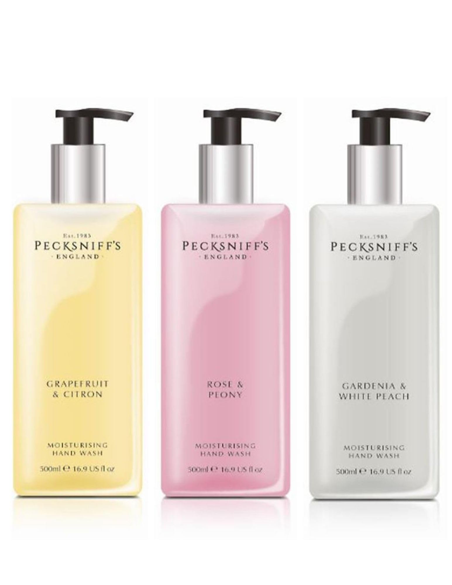 Pecksniffs Hand Wash Set, 16.9 fl oz each, 3 Scents: Grapefruit & Citron, Gardenia & White Peach, Rose & Peony