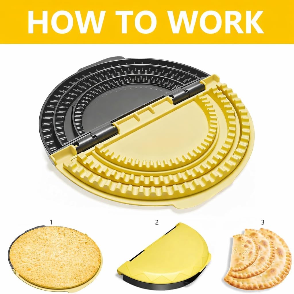Tortilla Sealer Quesadilla Maker, 3-in-1 Tortilla Press Crimper for 6/8/10 Inch Wraps, Burrito Taco Press, Adjustable Empanada Maker for Sealed Quesadillas and Dumplings (6"+8"+10")