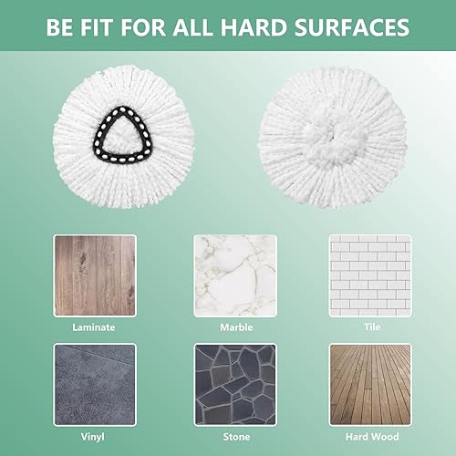 Miniatura 7 de 2 cabezales de trapeador compatibles con mopas giratorias O-Ceda EasyWrin, 100% microfibra, limpieza profunda, lavable a máquina y fácil de