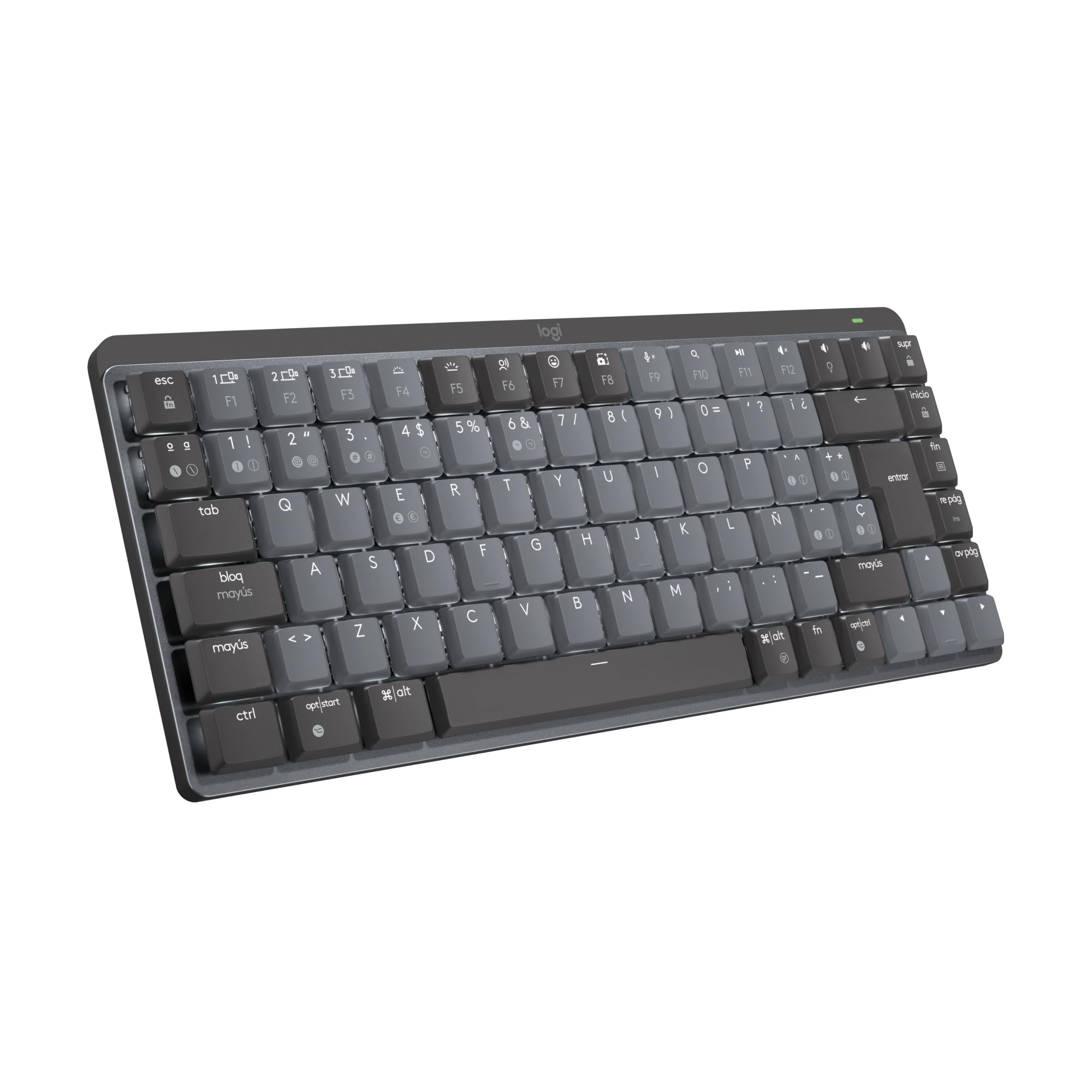 Logitech MX Teclado Mecánico Mini Inalámbrico Iluminado, Interruptores táctiles silenciosos, Retroiluminado, Bluetooth, USB-C, macOS, Windows, Linux, iOS, Android, Metal