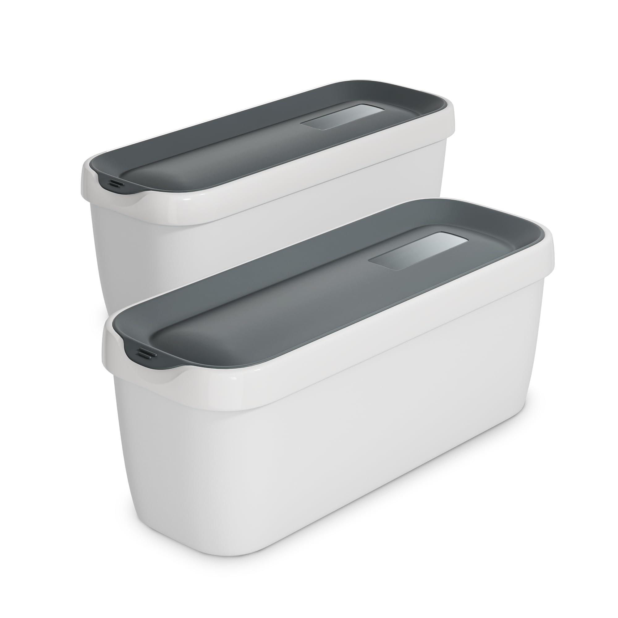 Klarstein Vaschette per Gelato 2x1,5L – Contenitori Plastica con Coperchio, Lavabili in Lavastoviglie