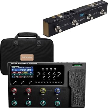 Valeton GP200 Multi Effects Processor + Gig Bag Black and HOTONE MIDI Foot Controller Pedal Bluetooth Ampero Control 4 Button bundle