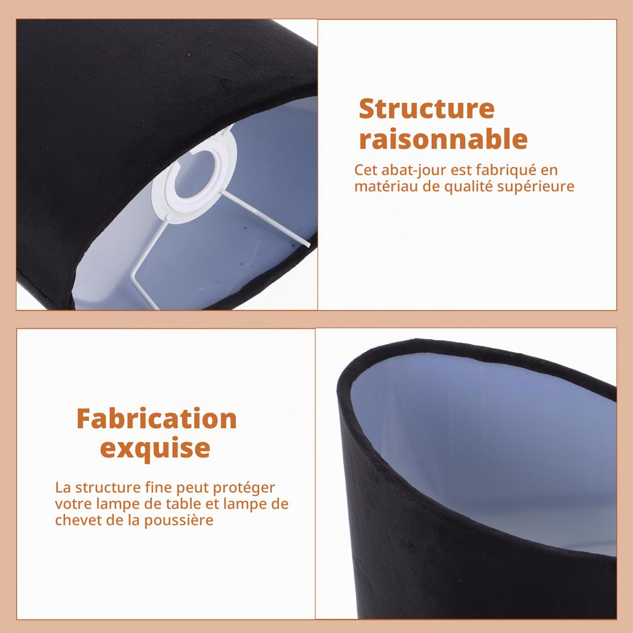 Amosfun Abat-Jour Ovale En Tissu Accessoire Pour Lampe De Table Et Lampe De Chevet Diffusion De Lumière Décorative Installation Facile Pour Chambre Salon Et Décoration Intérieure 9.06 X 7.28 X 4.72 in