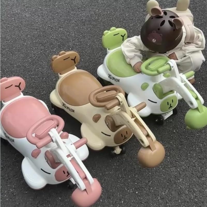 Samochód na biegunach, Wiggle koparka samochodowa rowerek biegowy z ruchomym ramieniem do kopania zabawki jeżdżenia dla małych dzieci 3-6 kryty huśtawka zewnętrzna karta(Brown,With digging arm)