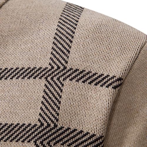 Men's Cardigan Sweaters Full Zip Up Stand Collar Slim Fit Casual Knitted Sweater with 2 Pockets Stripe Knit Cardigan4