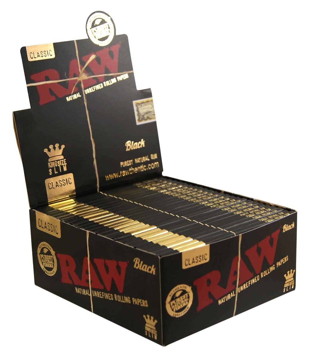 RAW 18236 Black King Size Slim Classic Ultra Thin – 50 Booklets of 32 Sheets, Paper