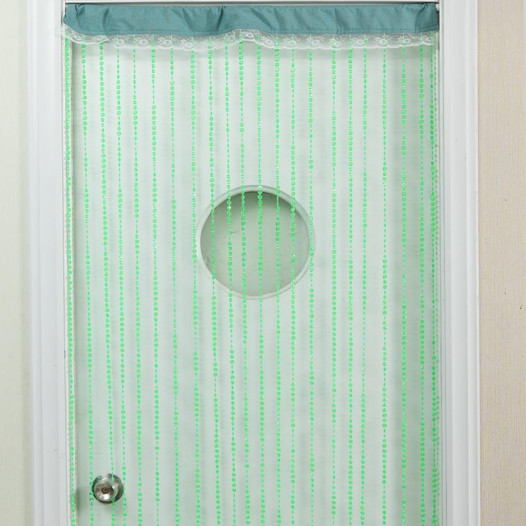 YaoYue Crystal Beaded Curtain Door Curtains Room Divider Hanging Diamond Acrylic Beads for Doorway Hippie Closet Bedroom Wall Window Backdrop Decor (35.5×79in/90×200cm, Crystal): Green 35.5"W x 79"L (Pack of 1)