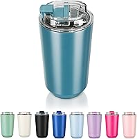 Vista 76 de Puraville Insulated Tumblers with Lid, 10 oz Travel Coffee Mug Stainless Steel Vacuum Cup, Leak Proof Reusable Double Walled Coffee Tumbler for Iced