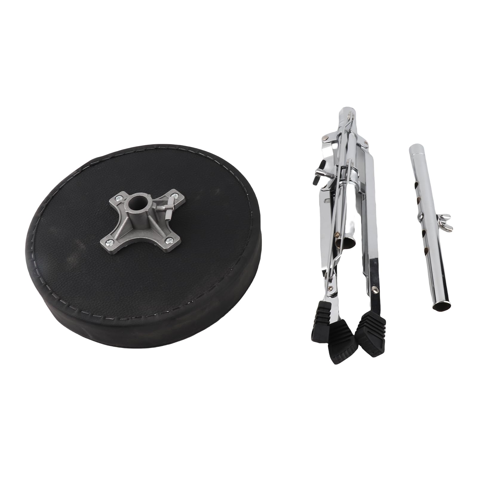 Sgabello per Batteria Universale, Sedile Rotondo Imbottito per Batteria, Sgabello per Batterista con Supporto Singolo Regolabile con Piedini in Gomma e Altezza Regolabile su 5 Livelli,