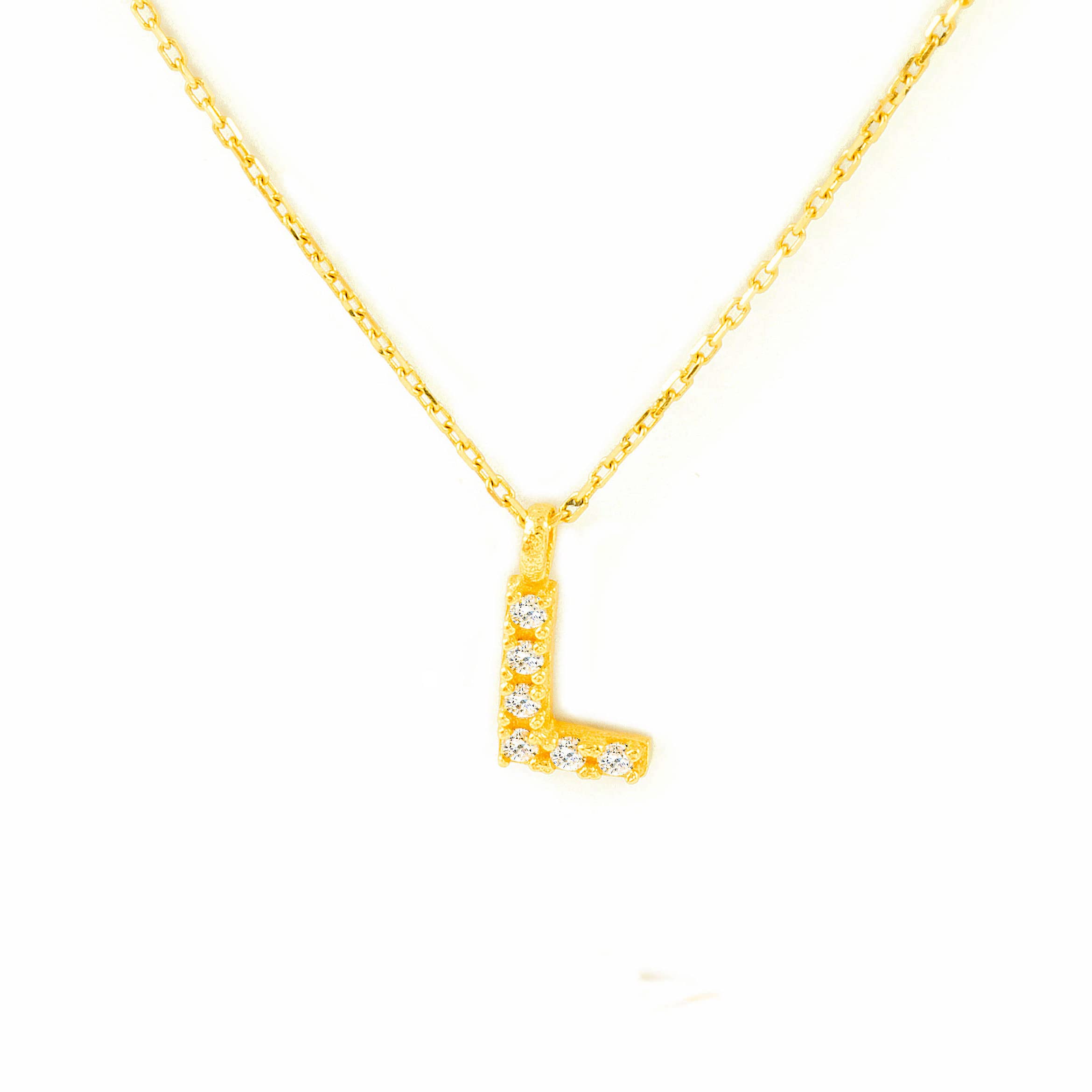 Monde Petit Collar Oro 18 Kilates (18 Kilates (18K)) Inicial Nombre L Circonita - Estuche Regalo - Certificado de Garantía - Estuche Regalo - Certificado de Garantía - Mondepetit