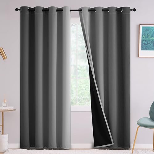 Miniatura 38 de Yakamok - Cortinas opacas 100% de 84 pulgadas de largo, cortinas azules para oscurecer la habitación, cortinas ombré para dormitorio, con ojales,