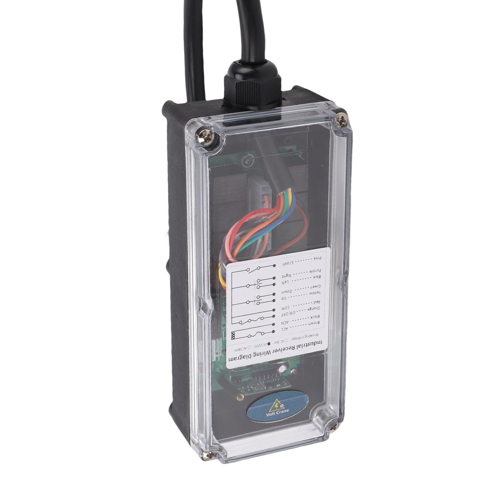 AUNMAS Radiocomando Industriale ABS Remoto per Gru Senza Fili, 6 Pulsanti, con Arresto di Emergenza, Portata 100 M, da 420 a 450 MHz, per Operatori di Sollevamento a Portale Sopraelevato con Paranco