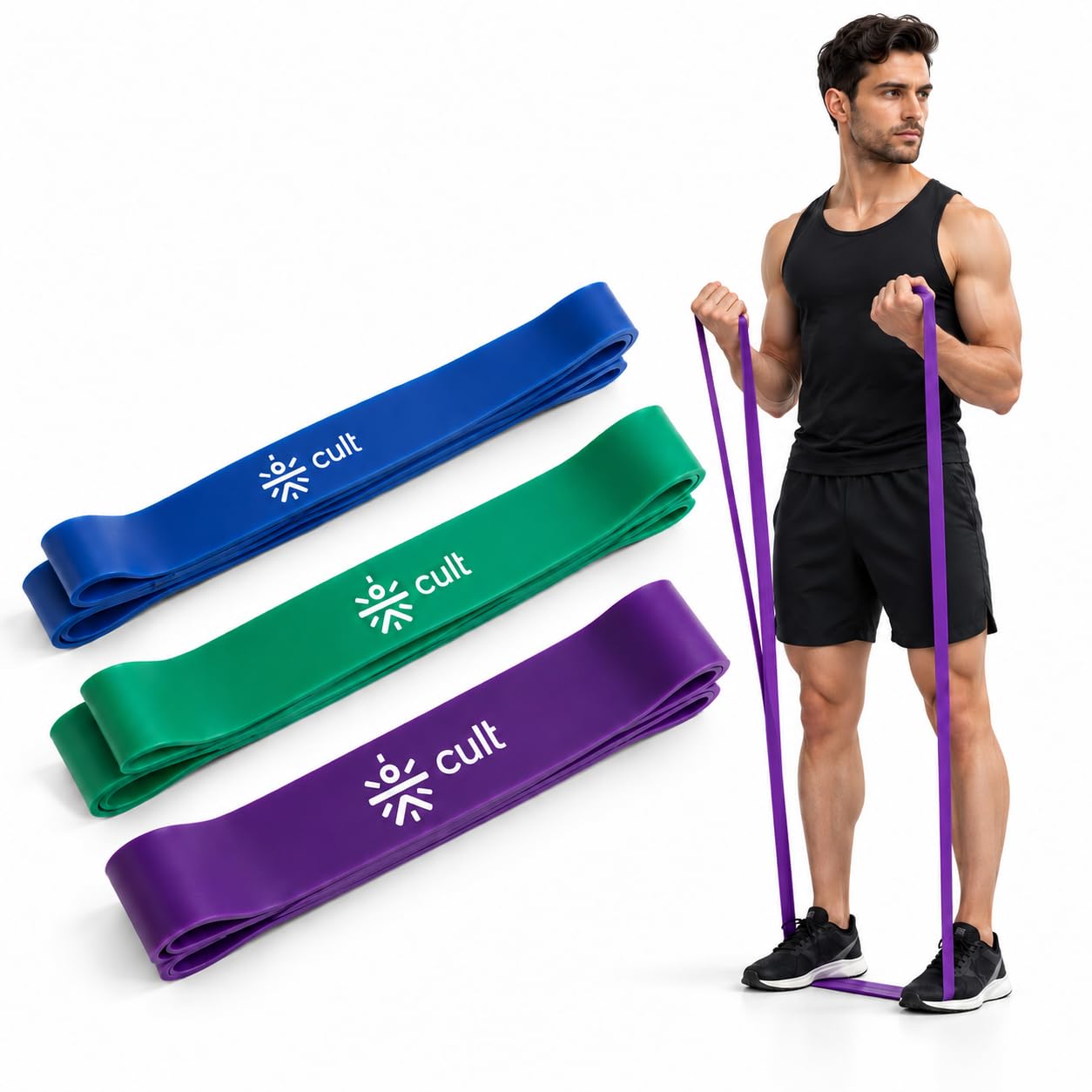 Cult Resistance Band Set of 3 (Blue 1840kg, Green 2256kg, Purple 3079k