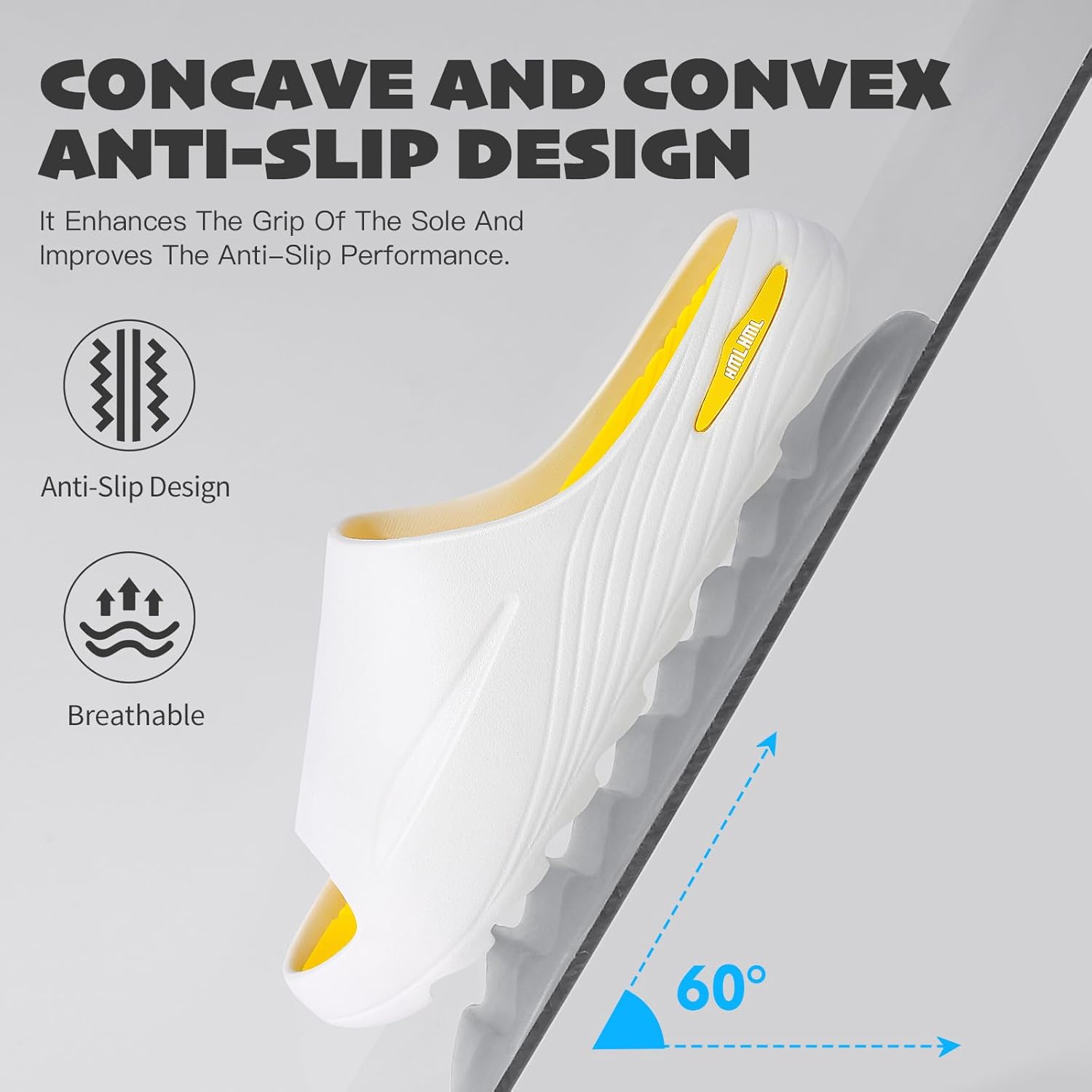 Mens Recovery Slides - Orthotic Arch Support Sandals for Plantar Fasciitis,Comfortable Cushioned Sport Slides with Open Toe, Reduces Foot & Joint Stress, Size 11(White-Yellow) - Image 6