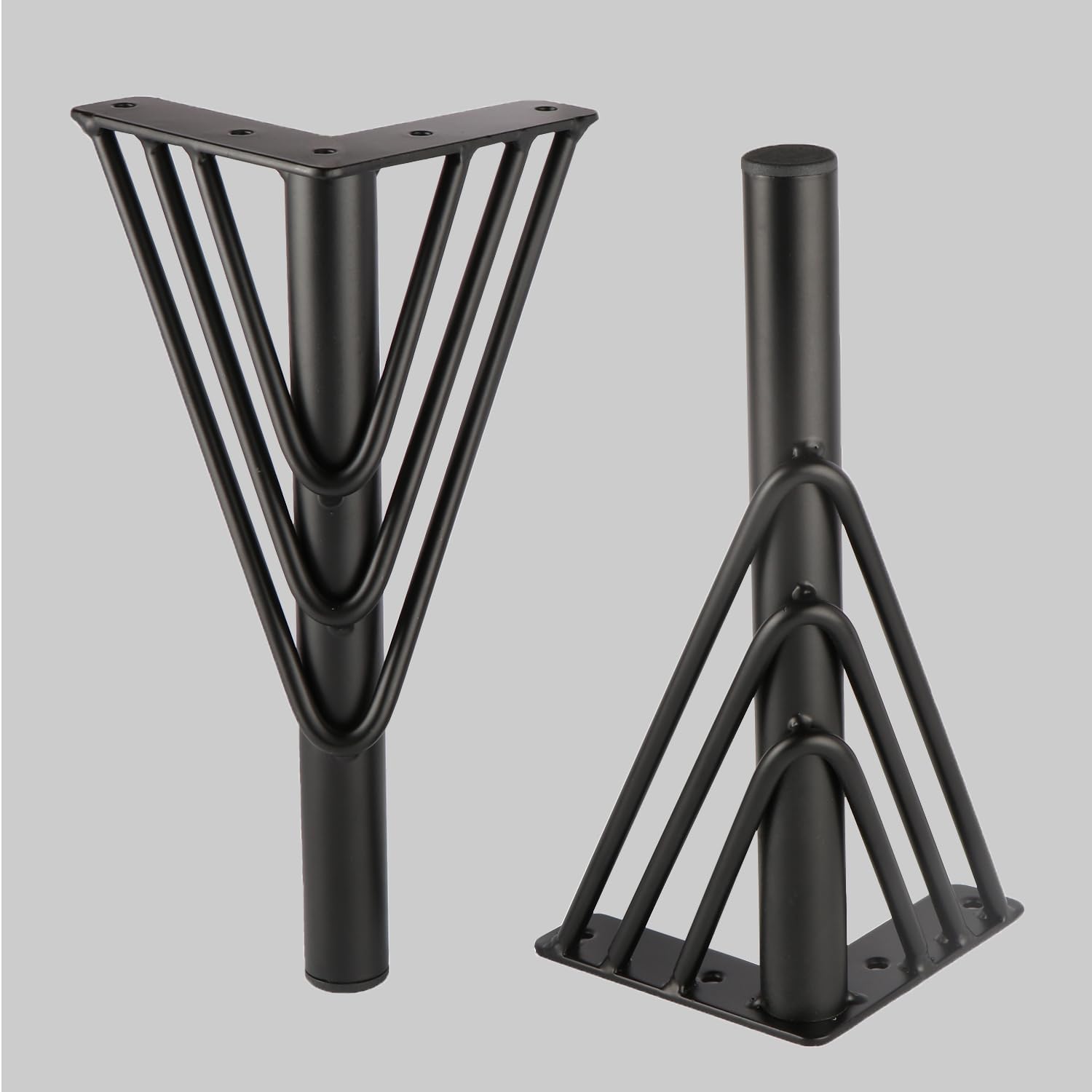 Osring 10 Inch Furniture Leg Black Triangle Shaped Hairpin Furniture Table Feet 4pcs, Heavy Duty Metal Coffee Table Legs for Sofa Dresser Cabinet