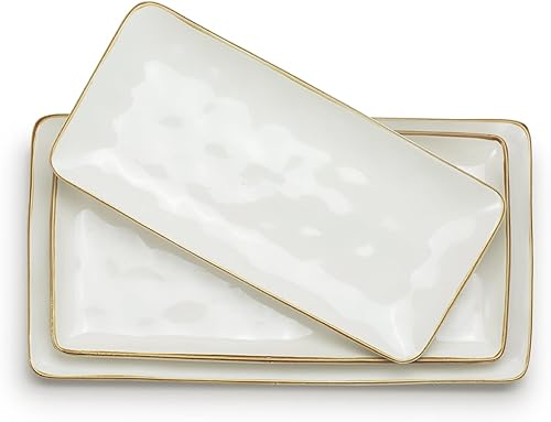 famiware Plato de servir, rectangular de 15.6714.112.6 pulgadas para entretenimiento, apto para microondas y lavavajillas, bandejas de cerámica para