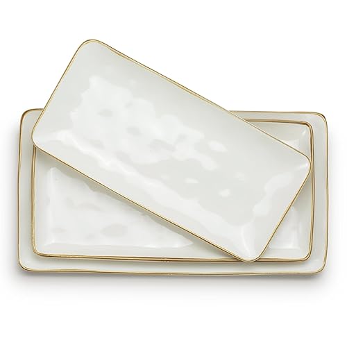 Famiware Serving Platter, Rectangular 15.67/14.1/12.6inch Serving Dishes for Entertaining, Microwave