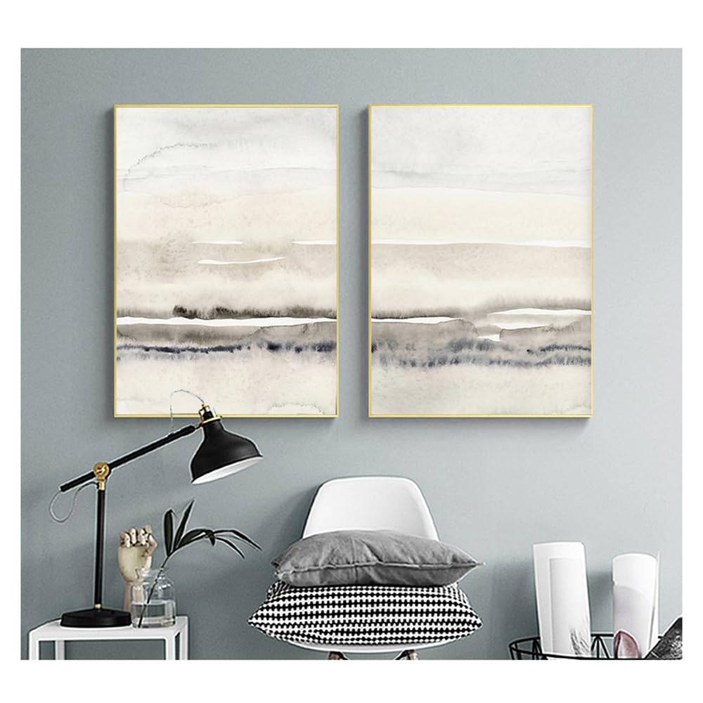 WUHBCZ Pictures,Abstract Watercolor Print Modern Minimalist Poster Nordic Wall Pictures Beige and Grey Canvas Painting Living Room Home Decor-40 * 60cm*2PCS (No Frame)