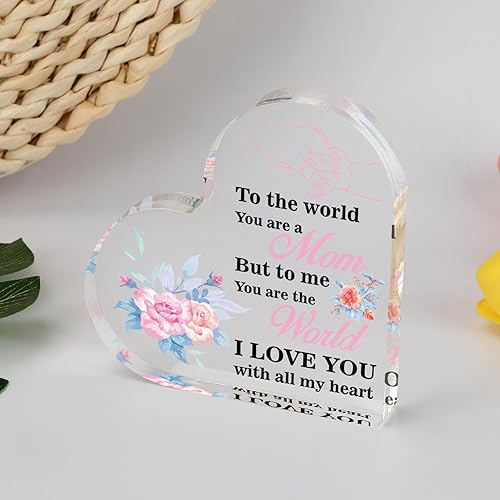 Miniatura 5 de Cartel de recuerdo de pisapapeles de acrílico con forma de corazón de regalo para mamá, letrero de recuerdo de pisapapeles para mamá