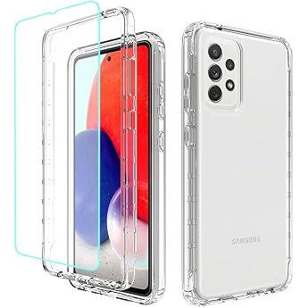 Protective Case for Galaxy A33 5G Case SM-A336E Case with Tempered Glass Screen Protector Transparent 360  Full Protection Construction - Hard Shell + TPU Mobile Phone Case for Samsung Galaxy