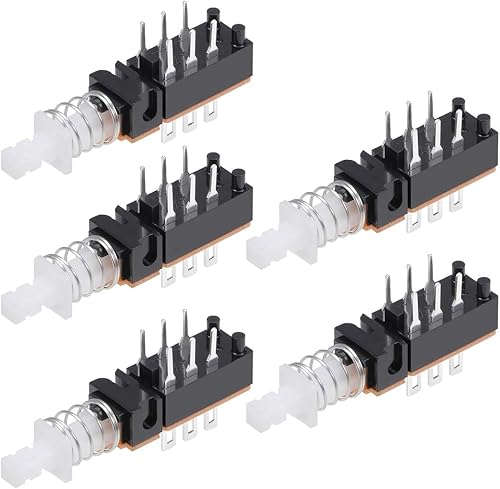 uxcell Interruptor de botón momentáneo DPDT 2 Polo 6 Pin 1 Posición 5pcs
