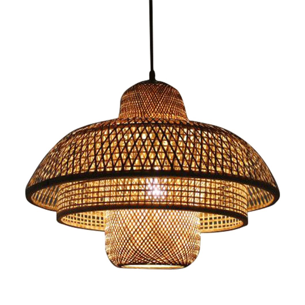 Żyrandol rattanowy w stylu Azji Południowo-Wschodniej Ręcznie Tkana Wisząca Lampa Klosz do Jadalni Wiklinowy Wisiorek Oprawa Oświetleniowa Vintage Dom Wiejski Kosz Wiszące Oświetlenie do Baru