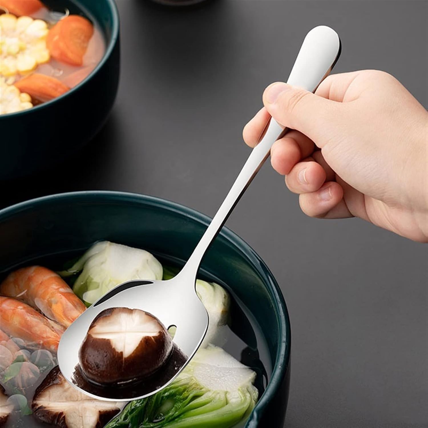 Dessert Spoon Dessert Spoons Household Stainless Steel Rice Spoon Rice Spoon Soup Spoon Colander Male Spoon Rice Spoon Table Spoon (Color : E)