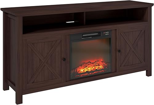 Miniatura 7 de Soporte de TV con chimenea eléctrica de 58 pulgadas, centro de entretenimiento con insertos de chimenea eléctrica, calentador de decoración