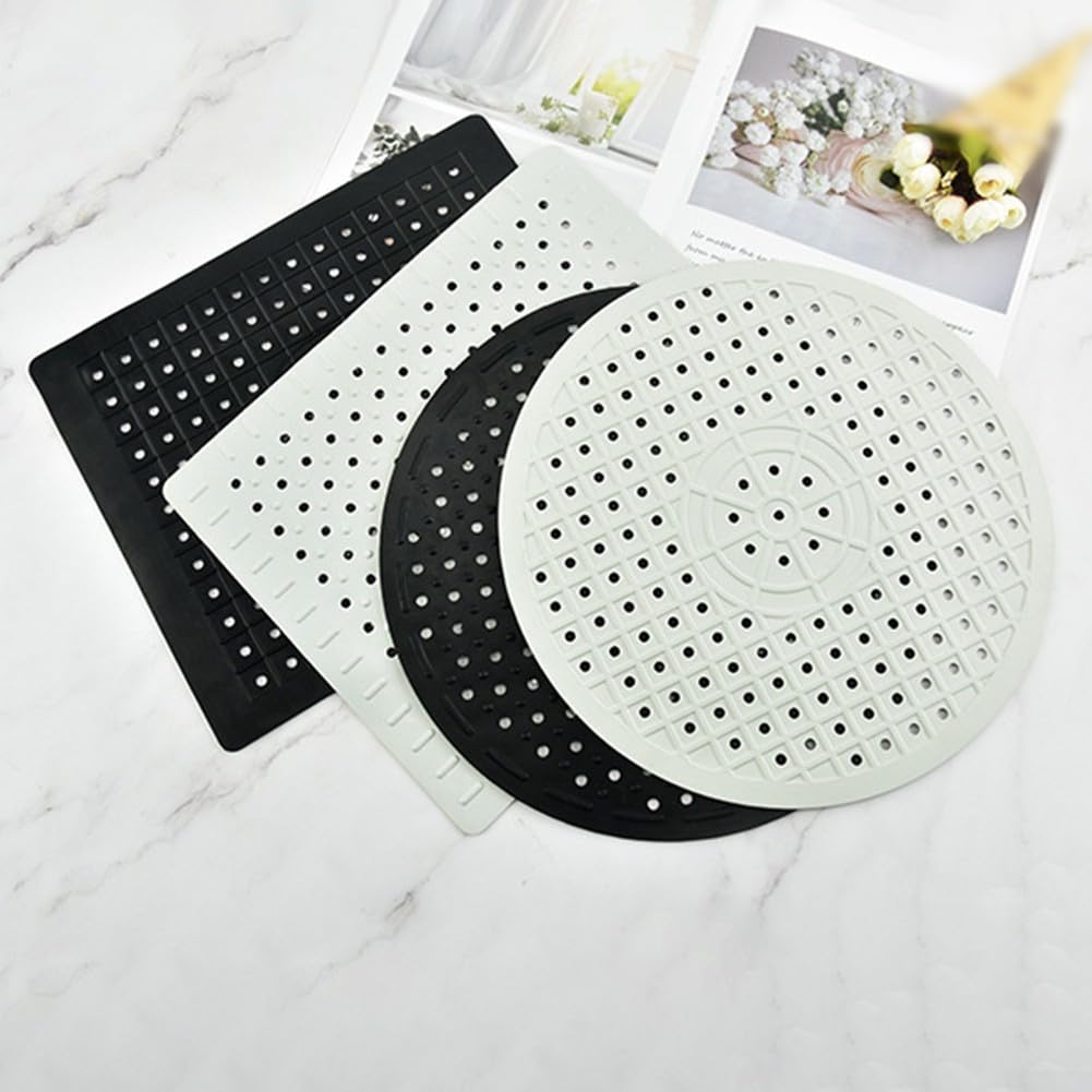 Tapete de goma antideslizante resistente al calor para fregadero de cocina, escurridor de platos de secado rápido y soporte para ollas, 30,6 cm de diámetro (negro redondo)