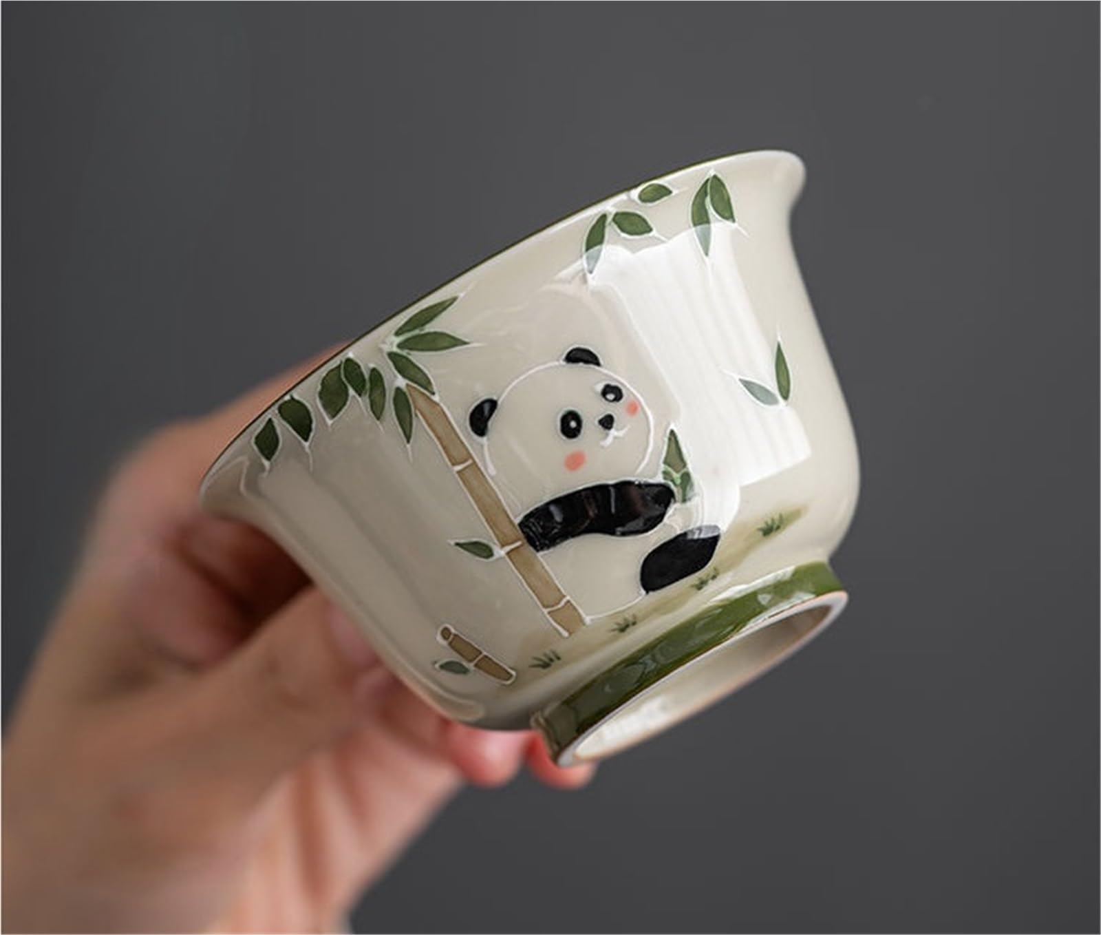136 ml roślina popiół pokrywa miska ręcznie malowana ulga urocza panda herbata Tureen starożytny Gaiwan zaparzacz do herbaty kawiarnie kolekcja Teaware