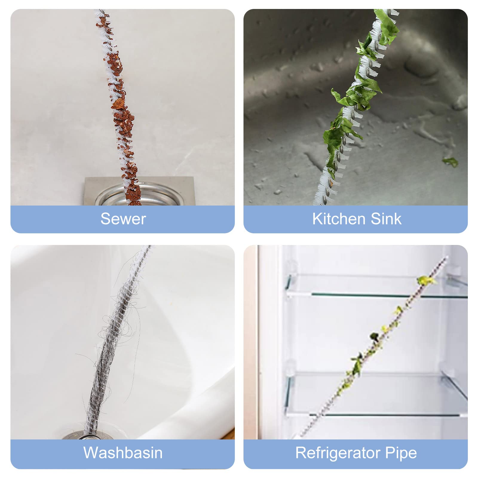 Spazzola Per Pulizia Tubature Lavello - Set 3 Pezzi Da 45cm Per Sgorgare Scarichi - Foto 7