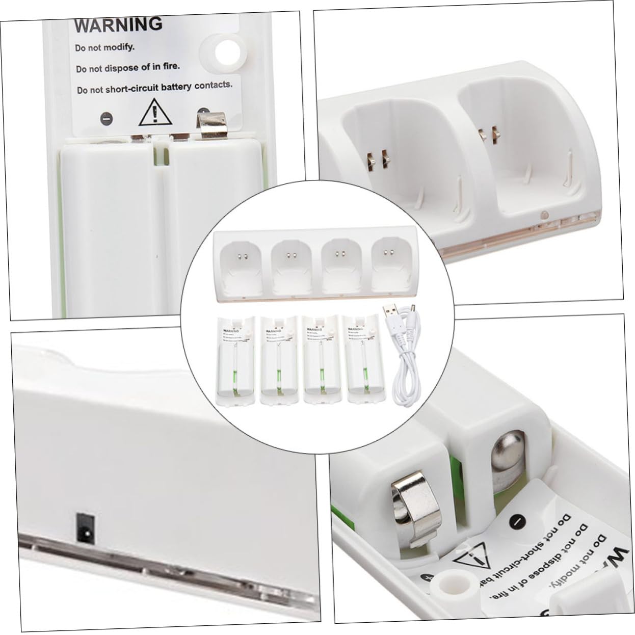 POPETPOP Adattatore per Batteria Ricaricabile Caricabatterie Slot Slot per Ricarica Batteria Compatto e Pratico Connessione USB Design Bianco