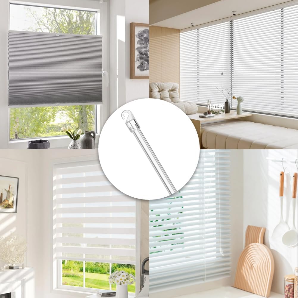 3 Pack 17 Inch Blinds Wand Replacement - Vertical Blinds Tilt Wand with Hooks & Handles, Universal for Cordless Blinds, Cellular Shades, Roller Blinds, Curtain Pull Rods