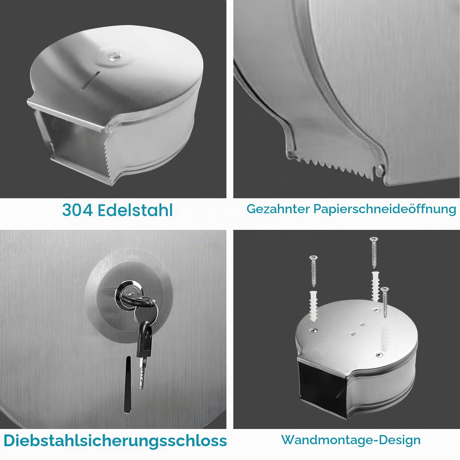 Cyrank Jumbo Toilettenpapierspender, Papierhandtuchspender für Wandmontage, Edelstahl Große Rolle Toilettenpapierhalter, Wasserdichter Papierspender, Gewerblicher Toilettenpapierhalter