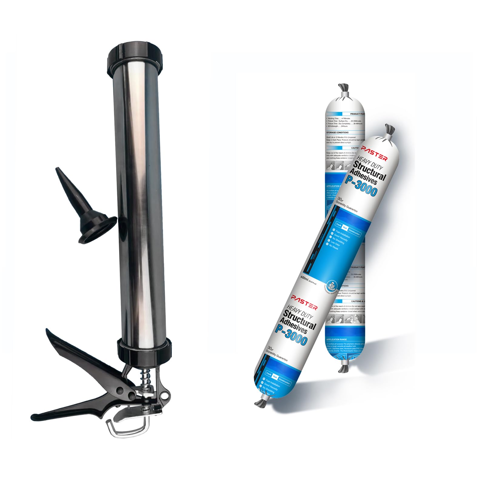 FOKOCALI Manual Sausage Caulking Gun, Black 20 oz, 18:1 Thrust