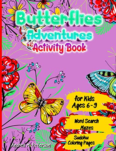 Butterflies Adventures Activity Book for Kids Ages 6-9 Word Search, Mazes ,Sudoku, Coloring Pages image 3