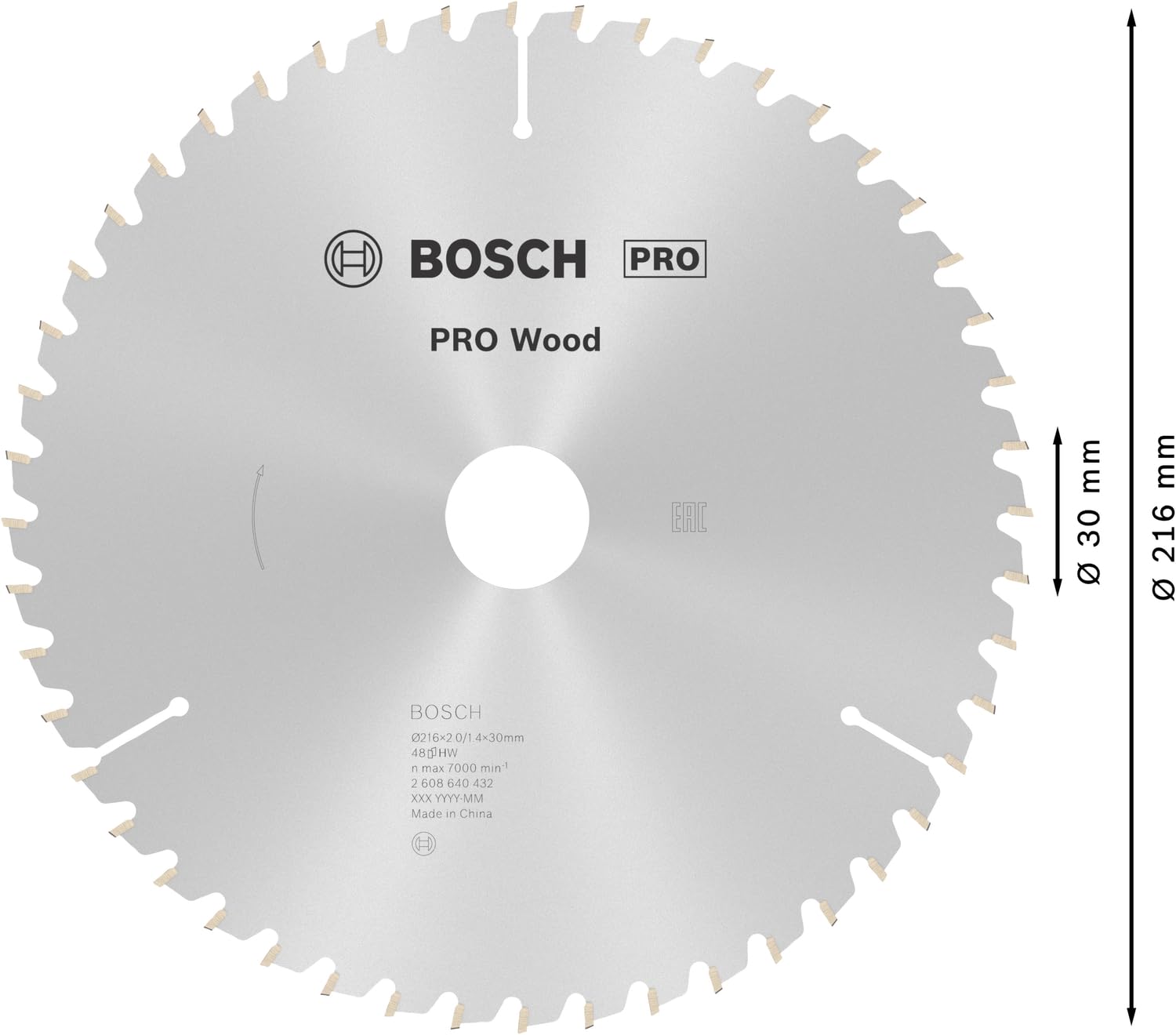 Bosch 1x Lame de scie circulaire PRO Wood pour scies à onglets filaires (pour Bois résineux, Bois dur, Ø mm, Professional Accessoire Scie circulaire à onglets)